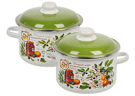 Набор кастрюль эмаль 2пр (3+4л) Вкусный компот 6КВ431М белый
