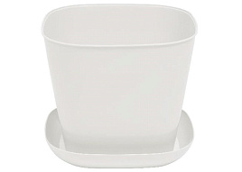 Кашпо цветочное 1,3л квадратное 381306 белый с/п