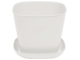 Кашпо цветочное 1,3л квадратное 381306 белый с/п
