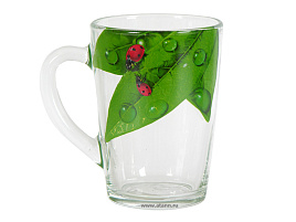 Кружка стекло 300мл 334-Д Зеленый лист