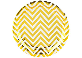 Тарелка бумажная 23см 6224011 Зигзаги, золото 6шт