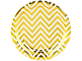 Тарелка бумажная 23см 6224011 Зигзаги, золото 6шт