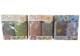 8м Полотенце в кор. 2в1 (25*50-2шт) Цветы микрофибра