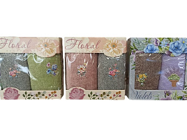 Полотенце в кор. 2в1 (25*50-2шт) Цветы микрофибра
