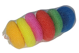 Мочалка-сетка пластиковая 6шт. цвет в ассортименте