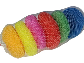 Мочалка-сетка пластиковая 6шт. цвет в ассортименте