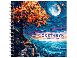 Скетчбук BG Скв40гр_64597 "Звездная ночь", 40л., 170*170, на гребне, матовая ламинация, выборочный лак, 120г/м2