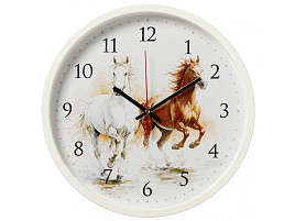 Часы настенные "21 Век" 30*30 3027-026 Лошади белый круг