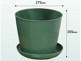 Кашпо цветочное 8,5л Круглое 388545 темно-зеленое с/п