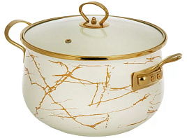 Кастрюля эмаль 5,5л Y4-8966/484346/4193 Daniks Белый мрамор, индукция