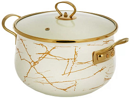 Кастрюля эмаль 5,5л Y4-8966/484346/4193 Daniks Белый мрамор, индукция