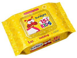 Влажные салфетки Детские 15шт.Sunlight Kids Божья коровка М
