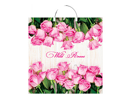 Пакет петля с пласт.ручкой 40*44 Дикие розы