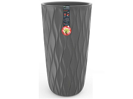 Кашпо цветочное 21л Десерт 86805 серый с дренажной вставкой