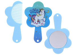 Расческа массажная детская 663-048 с зеркалом МИМИМИШКИ