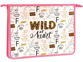 Папка для тетрадей А4 ArtSpace ПТ-83-2_42217 "Wild at heart", 2 отделения пластик, на молнии