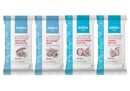 Влажные салфетки AMRA 20шт Освеж.4 фрукт.аром.ассорти М