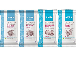 Влажные салфетки AMRA 20шт Освеж.4 фрукт.аром.ассорти М