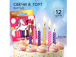 Свечи для торта 9668469 С Днем Рождения. Минни Маус и Единорог 12шт