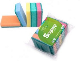 Губка для посуды ГХС 003 Бытовая с чист.слоем Супер Stream 5шт