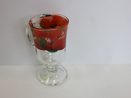 Кружка стекло 250мл 1405 Фрукты круг на ножке