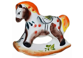 СГ Сувенир Гжель Лошадка-качалка цветная 6050 10*8,5см