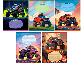 Тетрадь 12л. круп. клетка  Т5ск12_вл 55444 "Оff-road", выб. лак