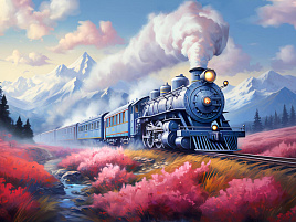 Алмазная мозаика 30*40 НД-6415 Скорый поезд