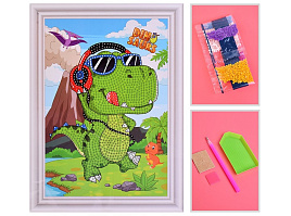 Алмазная мозаика 17,5*23,5 00-7603 Динозаврик с плеером