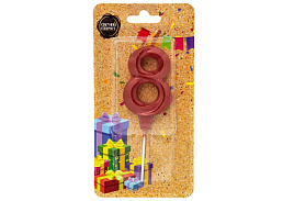 Свеча-цифра "8" Театральная красный металлик 5,5см 3348