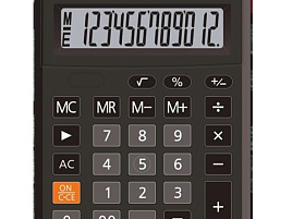Калькулятор SKAINER SK-212 настольный, 12 разр., двойное питание, 103*137*31мм, черный