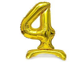 Шар надувной Цифра 4 золото "32" ч41924 80см