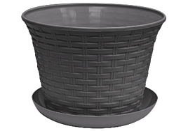 Кашпо цветочное 6,1л Ротанг 462573/366118 серый с/п