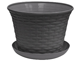 Кашпо цветочное 6,1л Ротанг 462573/366118 серый с/п