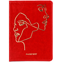 Обложка на паспорт OfficeSpace 311102 "Life line", кожзам гладкий, красный, тиснение фольгой