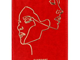 Обложка на паспорт OfficeSpace 311102 "Life line", кожзам гладкий, красный, тиснение фольгой