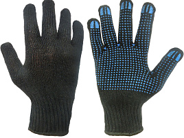 Перчатки х/б ПВХ 7-х нитк двойная резинка черн.