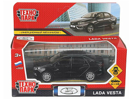 Машина металлическая VESTA-12-BK-WOD LADA vesta 11,5 см, двери, черный, кор.