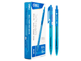 Ручка Deli X-tream EQ20-BL авт. корп.синий/прозрачный d=0.7мм чернила син.
