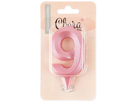Свеча-цифра "9" Грани розовая 1752