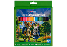 Карандаши цветные 24цв. ArtSpace CPtr_66422 "School mood", трехгранные, заточен., картон. упак., европодвес