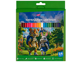 Карандаши цветные 24цв. ArtSpace CPtr_66422 "School mood", трехгранные, заточен., картон. упак., европодвес