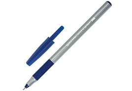 Ручка Brauberg 144021 "i-STICK POINT", СИНЯЯ, с грипом, корпус серый, игольчатый узел 0,7 мм, линия письма 0,35 мм