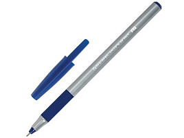 Ручка Brauberg 144021 "i-STICK POINT", СИНЯЯ, с грипом, корпус серый, игольчатый узел 0,7 мм, линия письма 0,35 мм