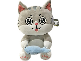 Мягкая игрушка Мишка/Кот с рыбой 35см №135 ЗТ0452