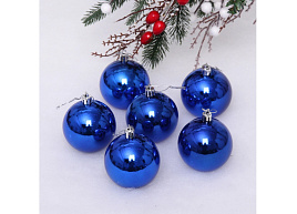 Набор шаров 6см 201-1709 глянец синий 6шт