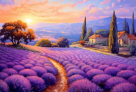 Алмазная мозаика 30*40 НД-0476 Закат над провансом