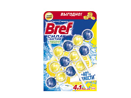 Блок для унитаза БРЕФ 3*50гр. Сила-актив Лимон 3463 шарики