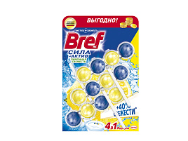 Блок для унитаза БРЕФ 3*50гр. Сила-актив Лимон 3463 шарики