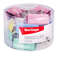 Зажим для бумаг Berlingo 32мм BC1232m цветные, в пласт. стакане